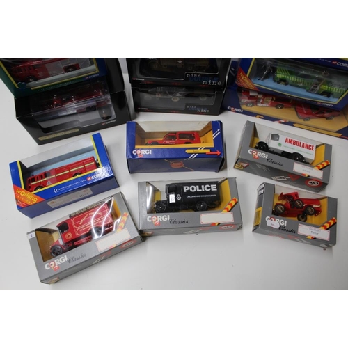 10 - THREE BOXED CORGI NINE DOUBLE NINE FIRE VEHICLES (TWO MILITARY), CC60304, CC07714, 52403 together wi... 