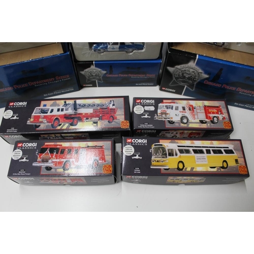 12 - FOUR BOXED CORGI CLASSICS FIRE ENGINES, 51802, 54710, 54506, 54801, together with two boxed Corgi H4... 