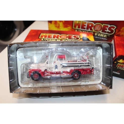 15 - EIGHT BOXED CORGI HEROES UNDER FIRE 1:50 SCALE FIRE ENGINES / VEHICLES, US53807, US52506, US53806, U... 