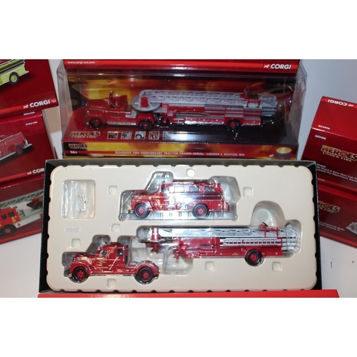 16 - SEVEN BOXED 1:50 SCALE HEROES UNDER FIRE FIRE ENGINES, US99150, US52507, US52210, US53605, US52012, ... 