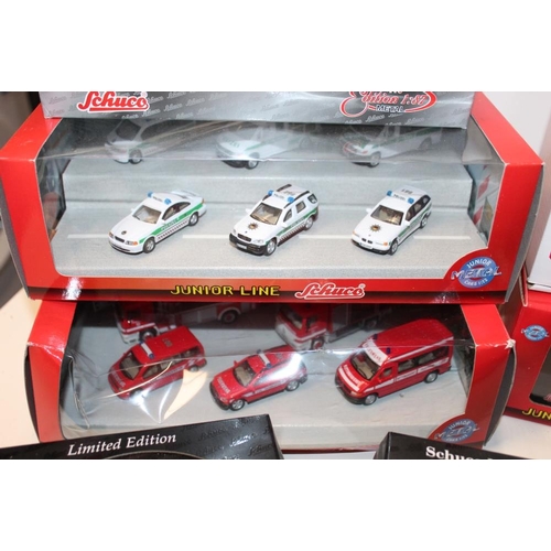 18 - TWENTY EIGHT BOXED SCHUCO EMERGENCY SERVICES VEHICLES,mixed scales, some limited edition