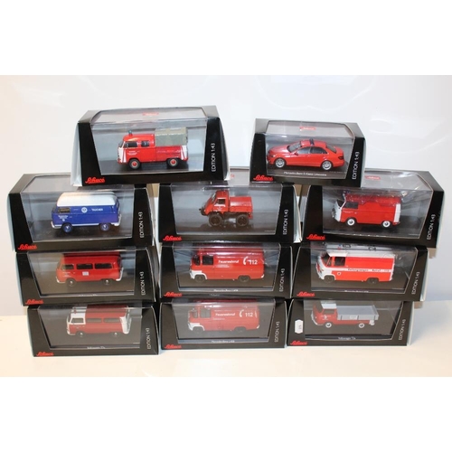 23 - ELEVEN BOXED SCHUCO EMERGENCY SERVICES VEHICLES, 1:43 scale