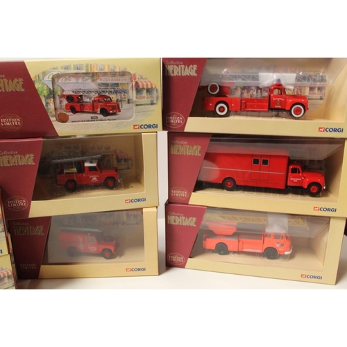 28 - TWENTY ONE BOXED CORGI HERITAGE FIRE VEHICLES, mixed scales to include 1:43, 1:50 etc., all limited ... 