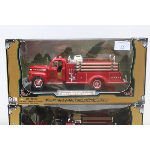 287 - TWO MODEL 1951 FORD FIRE ENGINES BY 'THE MOST NOTEABLE TRUCKS OF YESTERYEAR', 1: 25 scale