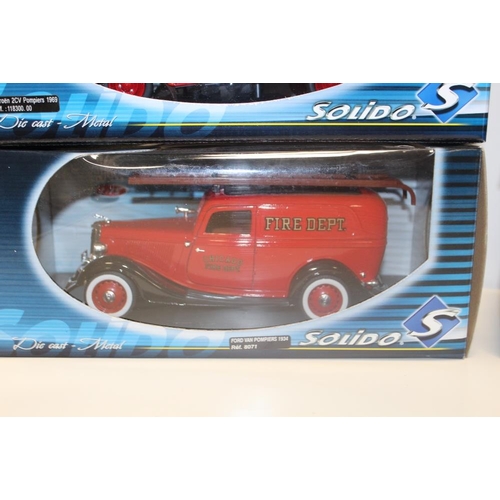 288 - FOUR SOLIDO PRESTIGE RANGE METAL DIE CAST MODEL FIRE DEPARTMENT VEHICLES