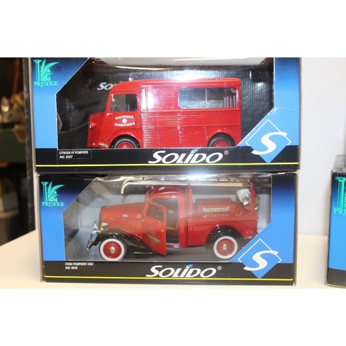 289 - FOUR SOLIDO PRESTIGE RANGE METAL DIE CAST MODEL FIRE DEPARTMENT VEHICLES