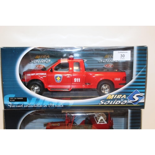 290 - THREE SOLIDO PRESTIGE RANGE METAL DIE CAST MODEL FIRE DEPARTMENT VEHICLES