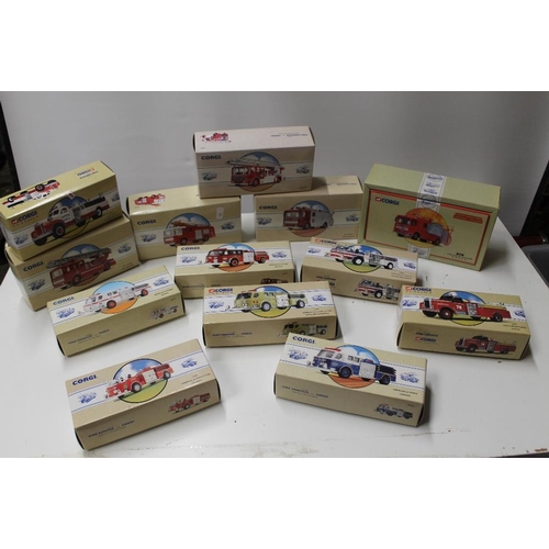 31 - THIRTEEN BOXED CORGI FIRE ENGINES, to include 97366, 97357, 210802, 97395, 97326, 97358, 97352, 9848... 