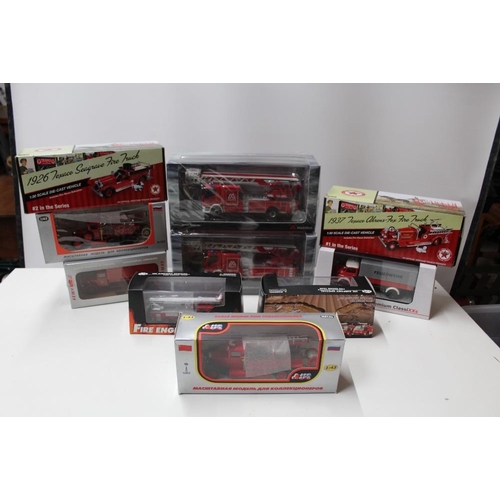 44 - TEN BOXED FIRE ENGINES, to include Magirus M32L, Magirus M32LAS, Texaco, Soar Art etc.