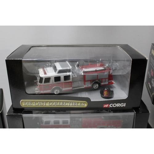 6 - NINE BOXED CORGI FIRE ENGINES, to include 54703, 54802, 52205, 52102, 54901, 54903, 54702, 52005, 53... 