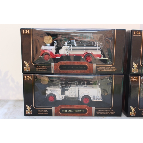 279 - SIGNATURE SERIES - A COLLECTION OF FOUR BOXED DIE CAST 1:24 SCALE MODEL FIRE TRUCKS / ENGINES, compr... 