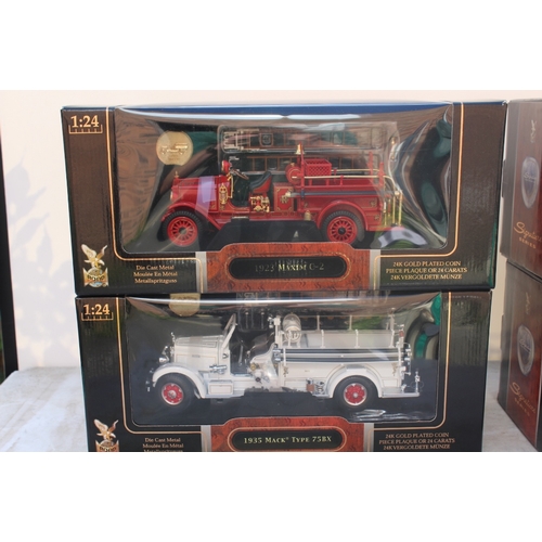 280 - SIGNATURE SERIES - A COLLECTION OF FOUR BOXED DIE CAST 1:24 SCALE MODEL FIRE TRUCKS / FIRE ENGINES, ... 