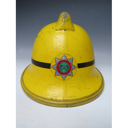 297 - TWO STAFFORDSHIRE CORK BASE FIRE HELMETS, small size dated 1976 and 1985