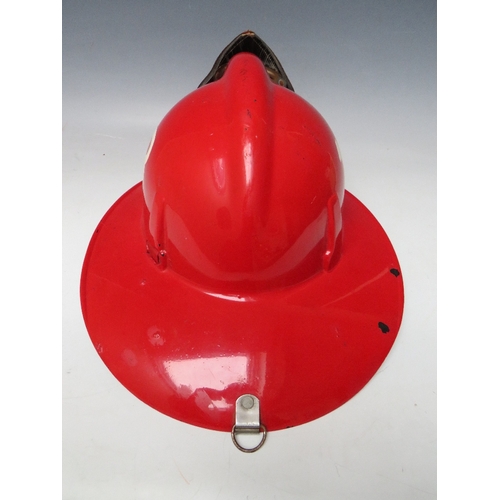 298 - A RED PLASTIC US NASHVILLE FIRE DEPARTMENT TOPGARD HELMET BY MSA, with hand painted number 18 on sid... 