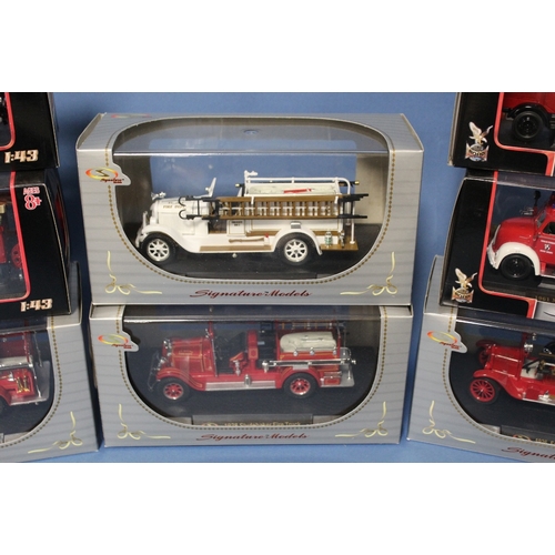 59 - EIGHT BOXED SIGNATURE MODELS FIRE ENGINES, 1:43 scale