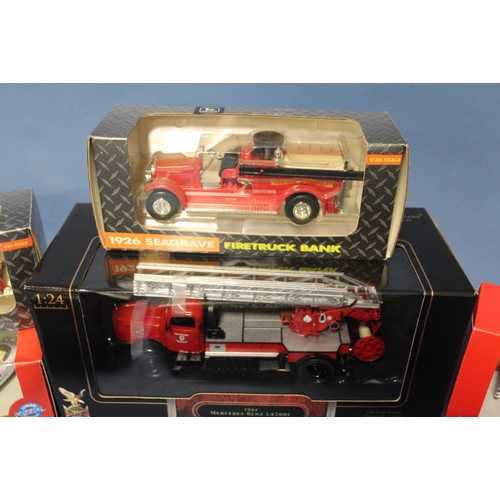 63 - EIGHT BOXED EMERGENCY SERVICES VEHICLES, to include Signature Models 1:24 scale, Mercedes Benz Fire ... 