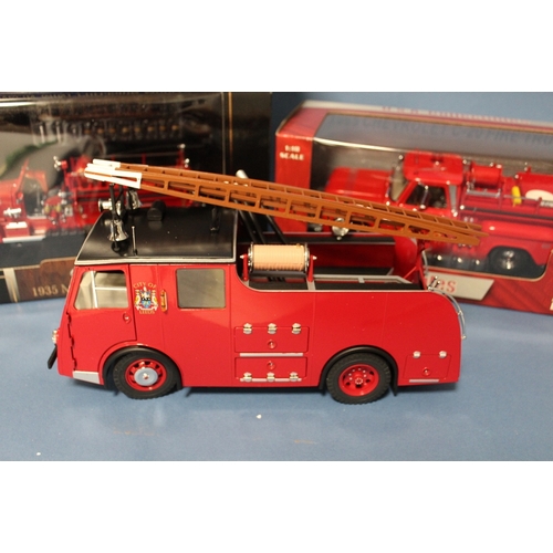 69 - FOUR BOXED FIRE ENGINES TO INCLUDE FRANKLIN MINT 1938 FORD 1:32 SCALE, Sun Star Chevrolet C20 a:18 s... 