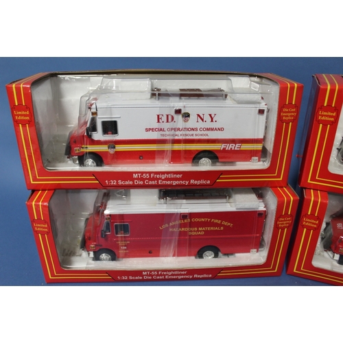 72 - FOUR BOXED CODE 3 COLLECTABLES MTSS FREIGHTLINERS, Chicago, Los Angeles, Boston and New York, all 1:... 