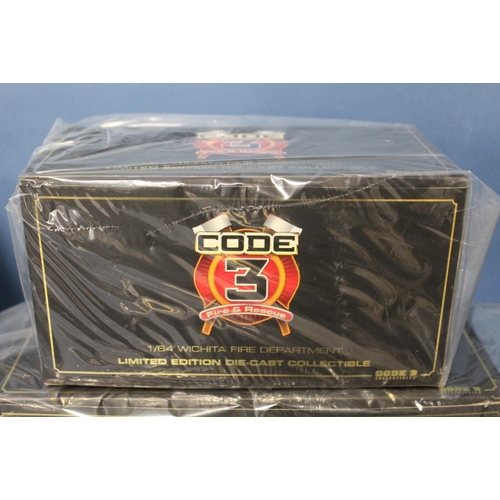 86 - TEN BOXED CODE 3 COLLECTIBLES LIMITED EDITION 1:64 SCALE FIRE ENGINES / POLICE VEHICLES, to include ... 