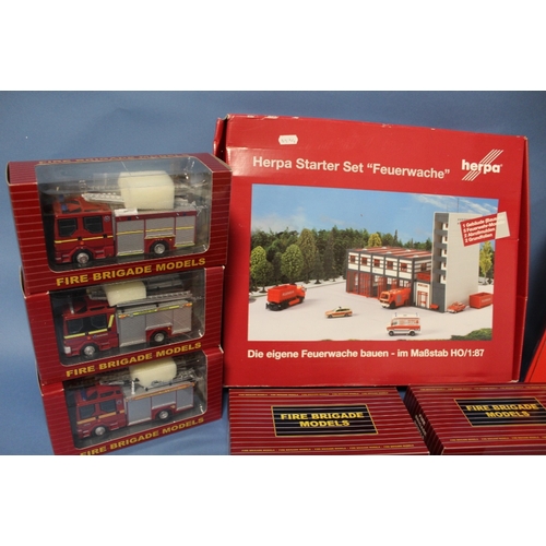 89 - SIX BOXED 1:50 SCALE FIRE ENGINE MODELS, boxed Herpa Fire Brigade starter set together with a boxed ... 