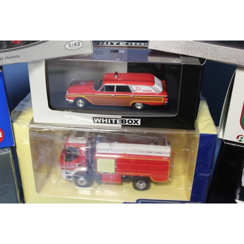 103 - THIRTEEN BOXED FIRE ENGINES, mixed makes to include SSM, Siku, Eligor, Whitebox, Oxford, Mixed scale... 