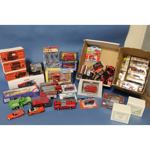 112 - TWENTY NINE BOXED FIRE SERVICE VEHICLES, to include Eligor Double Cabin Scania, Wiking, 1:43 scale R... 