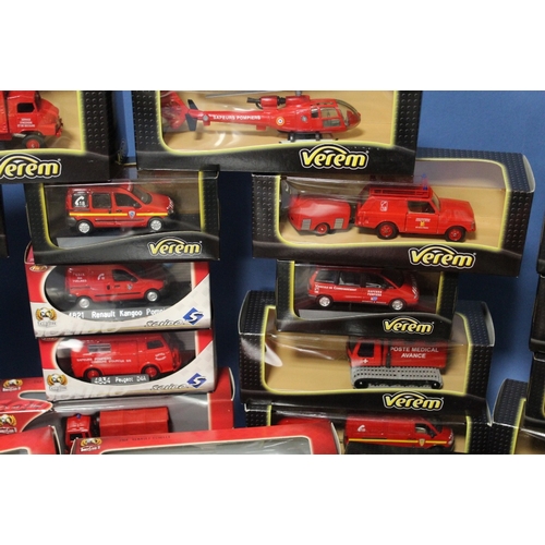 117 - FORTY EIGHT BOXED EMERGENCY SERVICES VEHICLES, by Solido , Verem etc.