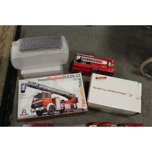 122 - UNBOXED TIN PLATE NYLINT AERIAL HOOK AND LADDER, unboxed plastic Rescue Force fire engine, 3 x plast... 