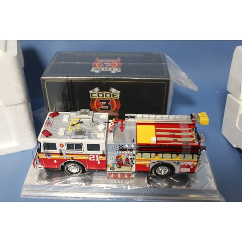 123 - BOXED CODE 3 1:32 SCALE NY SEAGRAVE FIRE ENGINE, boxed code 3 1:32 scale FDNY Fire Engine, boxed cod... 