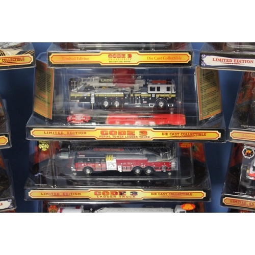 129 - TWELVE BOXED CODE 3 COLLECTABLES 1:64 SCALE LIMITED EDITION FIRE ENGINES, to include Kennedy Space C... 