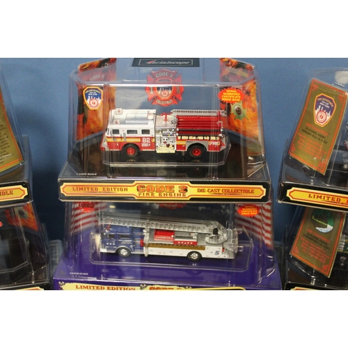 134 - THIRTEEN BOXED CODE 3 COLLECTABLE FIRE ENGINES, 1:64 scale, limited edition, to include FDNY Fire St... 