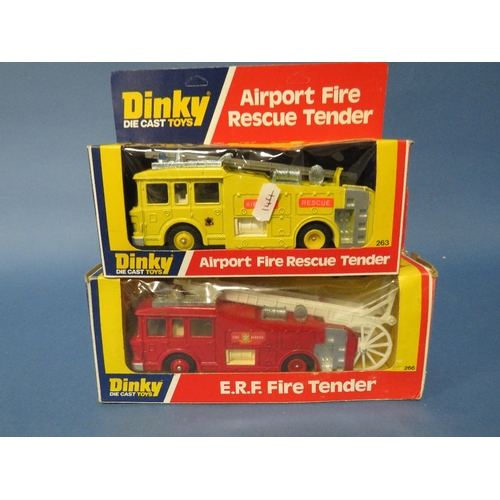 144 - A BOXED DINKY ERF FIRE TENDER 266, together with a boxed Dinky Airport Fire Rescue Tender 263