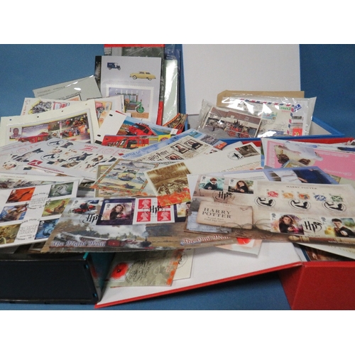 148 - FOUR FOLDERS CONTAINING FIRST DAY COVERS / LOOSE STAMPS, plus Collectors Vehicles catalogues