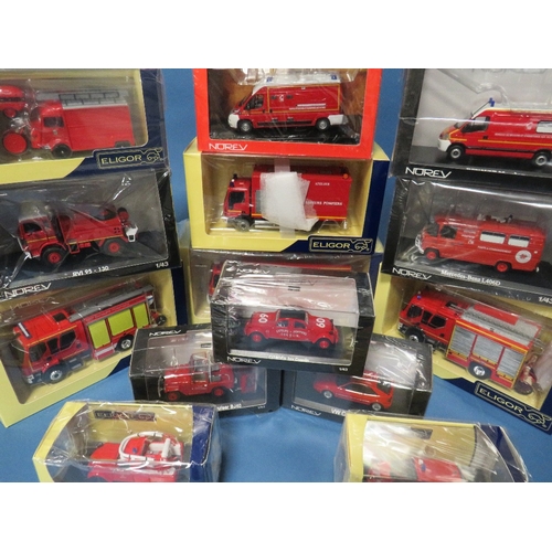 160 - SEVEN BOXED ELIGOR EMERGENCY SERVICES VEHICLES, together with seven boxed Norev 1:43 scale emergency... 