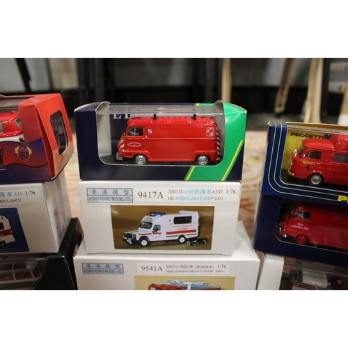 62 - THIRTEEN BOXED EMERGENCY SERVICES VEHICLES, two Eligor, two IST Models, one Schuco limited edition, ... 