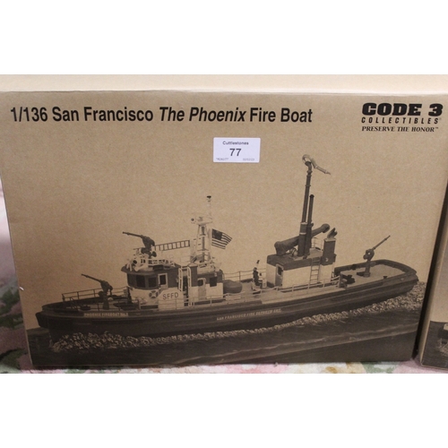 77 - A PAIR OF BOXED CODE 3 COLLECTIBLES 1:136 SCALE LIMITED EDITION FIRE BOATS, Los Angeles and San Fran... 