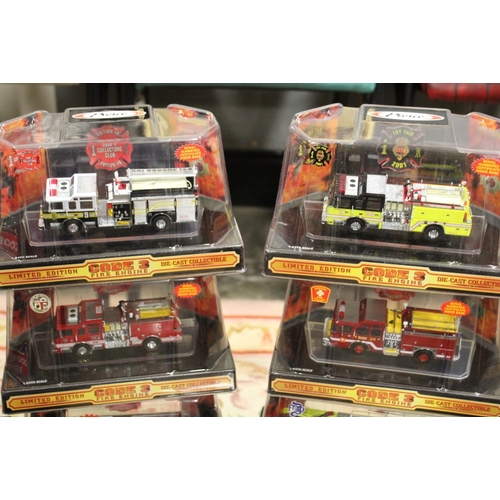 82 - EIGHTEEN BOXED CODE 3 COLLECTIBLES LIMITED EDITION FIRE ENGINES, to include FDNY Aerialscope Tower L... 