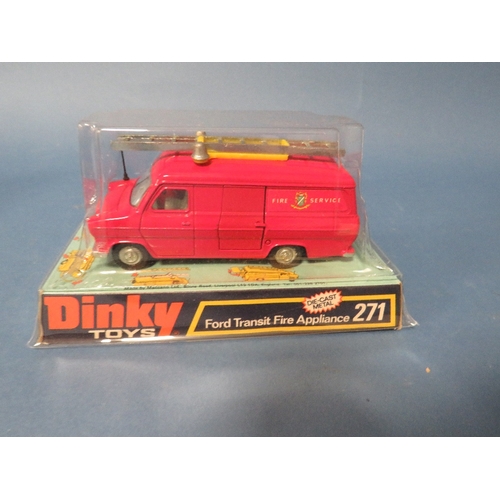 99 - A BOXED VINTAGE DINKY ERF 266 FIRE TENDER, together with a boxed vintage Dinky 271 Ford Transit Fire... 