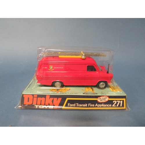 99 - A BOXED VINTAGE DINKY ERF 266 FIRE TENDER, together with a boxed vintage Dinky 271 Ford Transit Fire... 