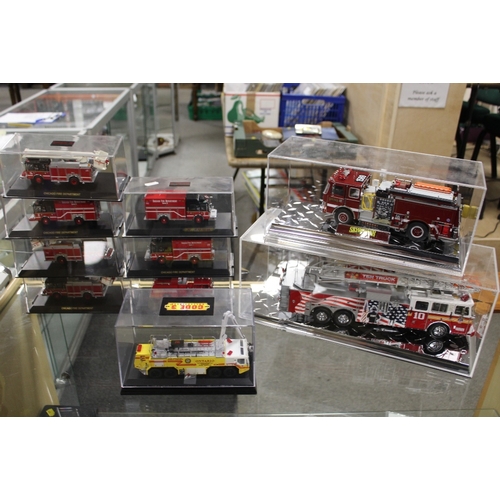 142 - TEN CASED CODE 3 COLLECTABLES FIRE ENGINES, to include FDNY Ten Truck, Skywalker Ranch, Ontario, Chi... 