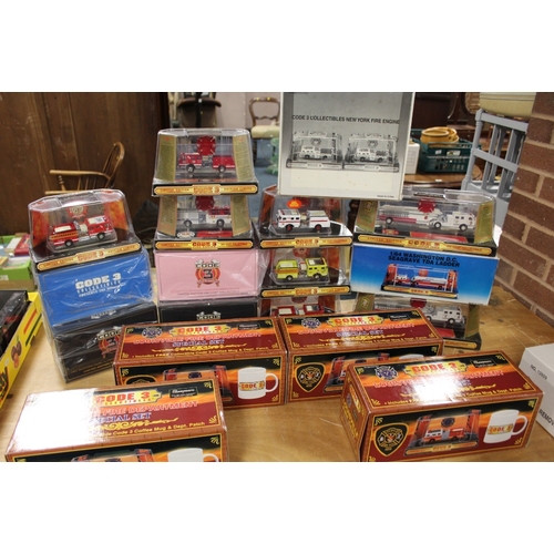 143 - EIGHTEEN BOXED CODE 3 COLLECTABLE FIRE ENGINES, to include Louisville, Bedford Park, San Francisco, ... 