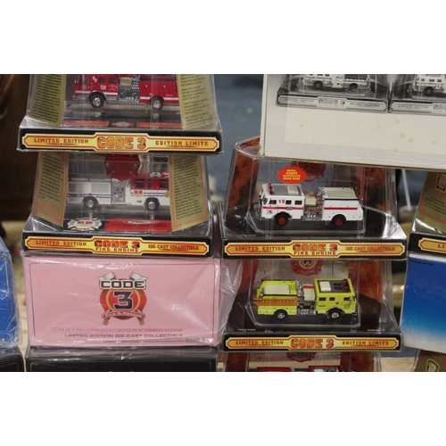 143 - EIGHTEEN BOXED CODE 3 COLLECTABLE FIRE ENGINES, to include Louisville, Bedford Park, San Francisco, ... 