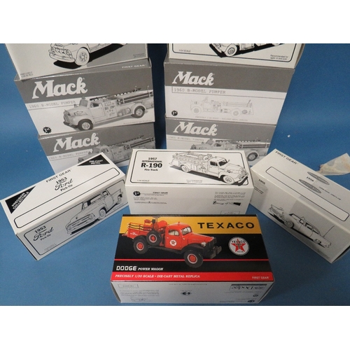 178 - ELEVEN BOXED FIRST GEAR VEHICLES, 1:34 scale and 1:30 scale, to include Texaco Dodge power wagon, 19... 