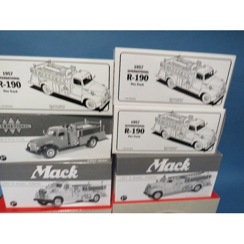 181 - EIGHT BOXED FIRST GEAR VEHICLES, all 1:34 scale, to include International KB8 fire truck, 1960 Mack ... 