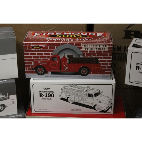 182 - TEN BOXED FIRST GEAR VEHICLES, all 1:34 scale, to include Mack L Series tow truck, L Model pumper, M... 