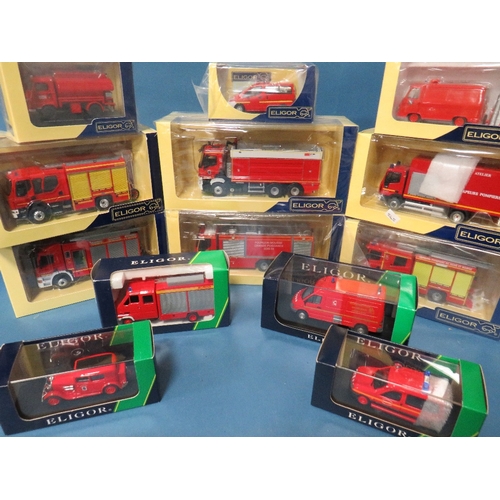 245 - THIRTEEN BOXED ELIGOR FIRE ENGINES, mostly 1:43 scale