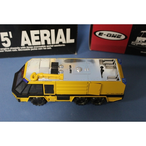 54 - FOUR BOXED VEHICLES, to include E-One Hush Pumper 800106, E-One 75 Aerial 800107, Rosenbauer Simba x... 