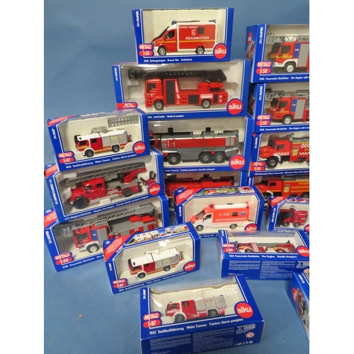 190 - TWENTY ONE BOXED VEHICLES BY SIKU, mainly fire related some 1:50 scale, some 1:87 scale