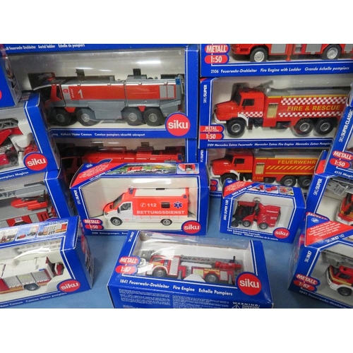 190 - TWENTY ONE BOXED VEHICLES BY SIKU, mainly fire related some 1:50 scale, some 1:87 scale