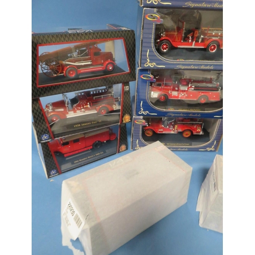 213 - NINE BOXED LUCKY DIE CAST 1:43 SCALE FIRE ENGINES, together with four boxed signature fire engines